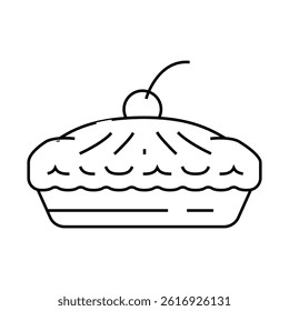 pie with cherry berry dessert line icon vector. pie with cherry berry dessert sign. isolated contour symbol black illustration