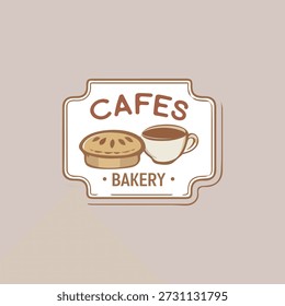 Logo de pastel de café para el Vector de diseño de la tienda de pan de panadería