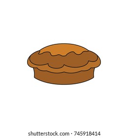 Pie colorful bakery product cartoon icon. Vector illustration of pie bakery product isolated on white background