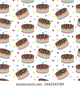 Pie with colorful layers and sprinkles, repeating pattern
