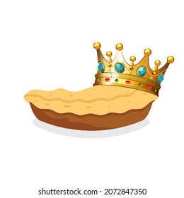 Pie with crown, vector art illustration.