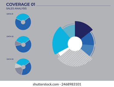 Pie data analysis charts in color. Vector elements charts.