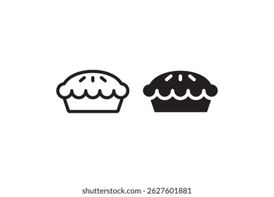 Pie dessert icons black and white vector Vector