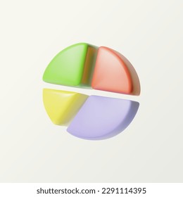 Pie diagram 3D icon. Isolated object on white background