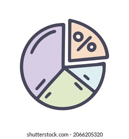 pie diagram color vector doodle simple icon