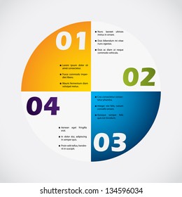 Pie diagram design with numbers and text container