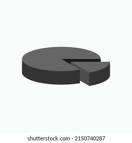 Pie Diagram Icon. 3D Piechart, Statistic Element Symbol - Vector.