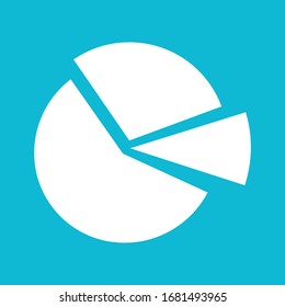 Pie diagram icon. For websites and apps. Image on blue background. Flat line vector illustration. EPS 10
