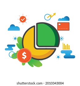 pie diagram illustration. computer illustration. Flat vector icon. can use for, icon design element,ui, web, app.