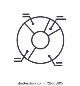pie diagram illustration vector line icon, sign, illustration on background, editable strokes