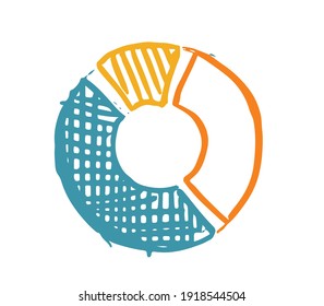 Pie diagrams hand drawn icons. Vector