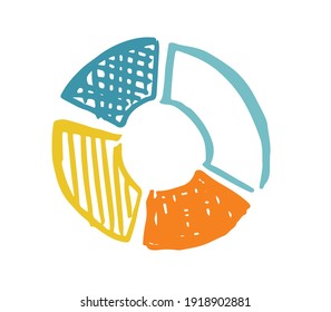 Pie diagrams hand drawn icons. Vector