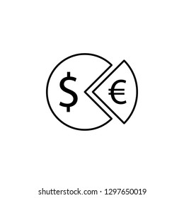 pie, dollar, euro icon. Element of finance illustration. Signs and symbols icon can be used for web, logo, mobile app, UI, UX on white background