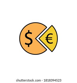 pie, dollar, euro icon. Element of finance illustration. Signs and symbols icon can be used for web, logo, mobile app, UI, UX