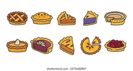 Pie Doodle Illustration Set Collection