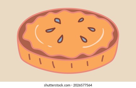 Pie Doodle Illustration. Vector, cute, colored, hand drawn.
