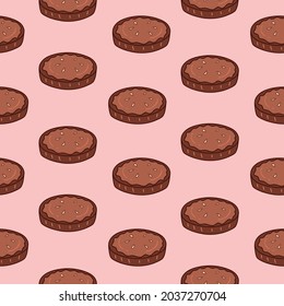 Pie Doodle Seamless Pattern Vector.