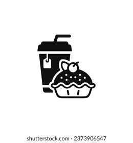 Pie and drink icon. Fast food icon isolated on white background