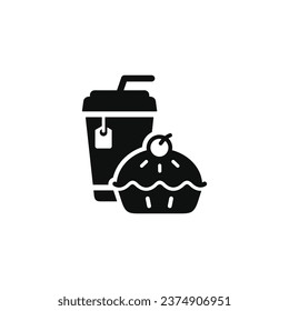 Pie and drink icon. Fast food icon isolated on white background