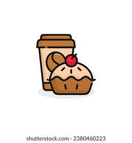 Pie and drink vector illustration. Fast food icon isolated on white background
