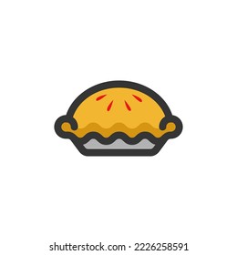 Pie Filled Outline Icon. Pie Logo. Vector Illustration. Isolated on White Background. Editable Stroke