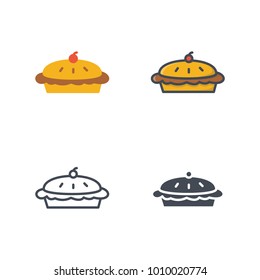 Pie flat silhouette line colored icon
