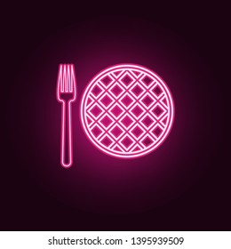 Pie with folk neon icon. Elements of fast food set. Simple icon for websites, web design, mobile app, info graphics