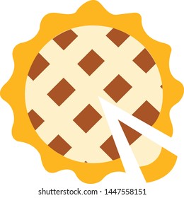Pie food icon in flat minimal style