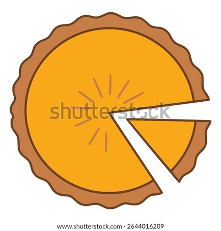 pie food snack top view flat color vector illustration template design