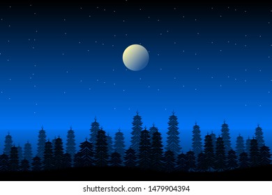 pie forest with starry night background