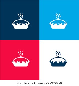 Pie four color material and minimal icon logo set in red and blue