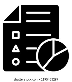 Pie graph along with paper sheet denoting icon concept of business report