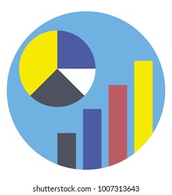 Pie graph bar chart, statistics flat icon
