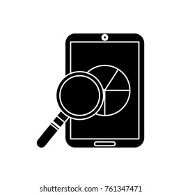 pie graph chart on cellphone screen icon image 