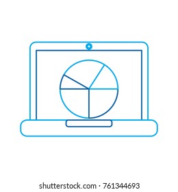 pie graph chart on laptop screen icon image 