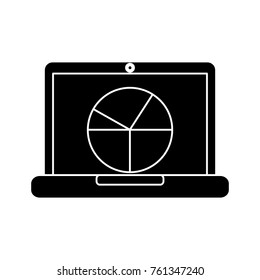 pie graph chart on laptop screen icon image 