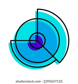pie graph diagram chart outline blue icon vector illustration