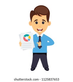 Pie graph, flat icon business analyst, professional data scientist