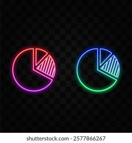 Pie Graph Graph Graphic Infographic Bright Neon Line Infographic Icon Isolated on Black Background. Diagram chart sign. Colorful outline concept.