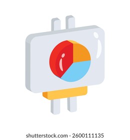 Pie graph icon creatively designed in 3d style