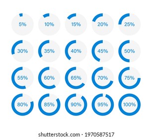 Pie graph icon set with percentage sections