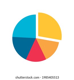 Pie graph icon. Vector flat illustration. Pie chart for infographic, ui, business presentation isolated on white background.