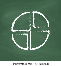 Pie graph line Icon design white chalk. Draw a picture on the blackboard.