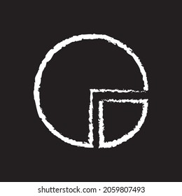 Pie graph line Icon design white chalk. Draw a picture on the blackboard.