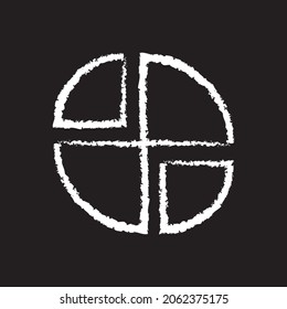 Pie graph line Icon design white chalk. Draw a picture on the blackboard.