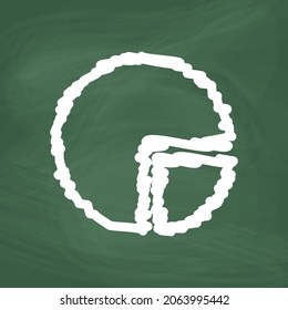Pie graph line Icon design white chalk. Draw a picture on the blackboard.
