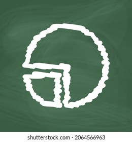 Pie graph line Icon design white chalk. Draw a picture on the blackboard.