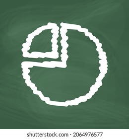 Pie graph line Icon design white chalk. Draw a picture on the blackboard.