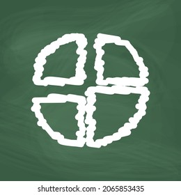 Pie graph line Icon design white chalk. Draw a picture on the blackboard.