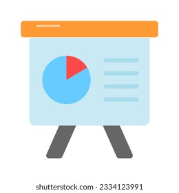 Pie graph on board denoting vector of presentation board in modern style